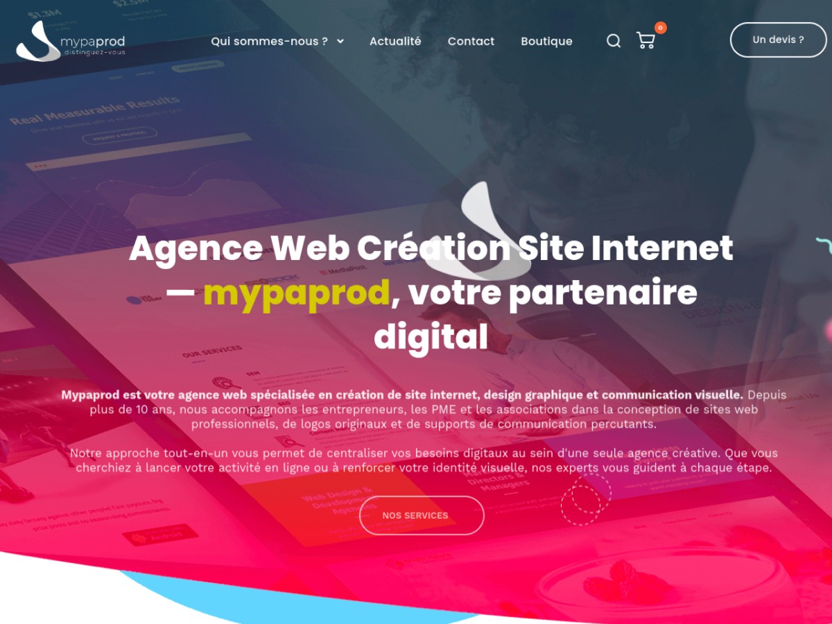 Aperçu du site de l'agence Mypaprod